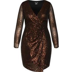 City Chic Razzle Dress Plus Size - Bronze