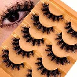Shein New Pairs Set False Eyelashes Natural And Stylish Faux Waterproof Eyelashes With d Volume And Cat Eye Effect Transparent Stems Natural And Beautiful