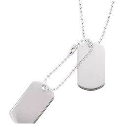 Jewelco London Military Double Dog Tag Pendant Necklace - Silver