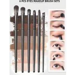 Shein 6pcs Soft Bristle Eye Makeup Brush Set For Eyeshadow Blending, Smudging, Eyeliner & Eye Detailing