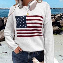 Shein Usa Flag Design Drop Shoulder Sweater