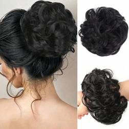 Shein Synthetic Curly Hair Bun With Rubber Band Black Donut Updo