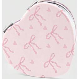 Shein pc Pink Bowknot PU Heart Shaped Makeup Compact Mirror Random Pattern