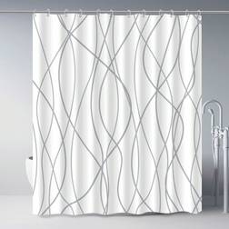 Shein Punkray Grey White Striped Shower