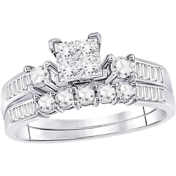 Gem & Harmony Engagement Ring Bridal Wedding Set - White Gold/Diamonds