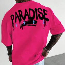 Shein Mens Letter Print Round Neck Short Sleeve TShirt