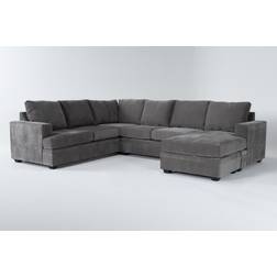 Living Spaces Sectional Charcoal 127" 2 Sleeper Chaise Sofa