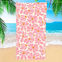 Shein Bohemian Flower Pattern Beach Towel, Oversized Ultra-Fine Fiber Beach Blanket, Super Absorbent Bath Towel, Suitable For Travel, Swimming, Diving, Surfing, Yoga, Camping, Multiple Sizes For Adults, Beach Accessory Summer Travel, Vacation Holiday Bathroom DecorBeach Essentials Towel Pink