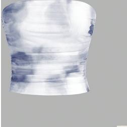 Shein Lässiges Sommer-Batik-Rüschen-Top ohne Träger mit Rüschen