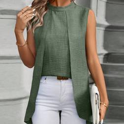 Shein Damen Sommer Stehkragen asymmetrischer Saum ärmelloses Hemd