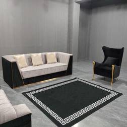 JV Furniture Medusa Beige/Black Sofa 218cm 2pcs 4 Seater