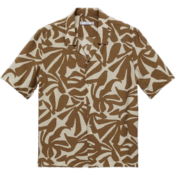 Mango Esvedra Regular Fit Textured Printed Shirt - Medium Brown