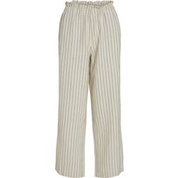 Vila Striped Paper Bag Trousers - Super Light Natural Melan