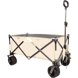 Bed Bath & Beyond Folding Wagon, Heavy Duty Utility Beach Wagon Cart for Sand with Big Wheels, Adjustable Handle & Drink Holders