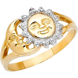 Trust Jewelry Sun & Moon Pattern Ring - Gold/Silver