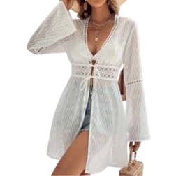 Shein Swim Summer Beach Hollow Out Tie Front Kimono