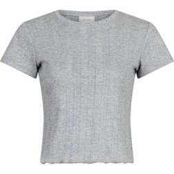 Neo Noir Lonnie Pointelle Top - Light Grey