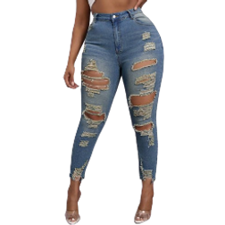 Shein SXY Plus Size Stretchy Ripped Skinny Jeans
