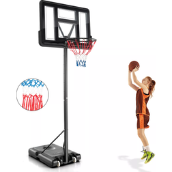 Costway Portable 4.25-10FT Adjustable Basketball Hoop System w/44" Backboard 2 Nets