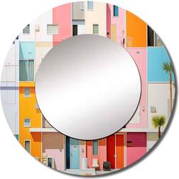 Design Art Minimalism Hotels Lodges I Pink/Blue/Silver Wall Mirror 23