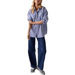 Warehouse Oversized Stripe Shirt - Mid Blue
