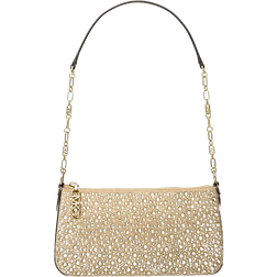 Michael Kors Empire Medium Embellished Suede Chain Link Pochette - Pale Gold