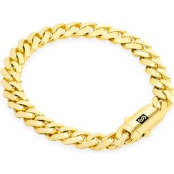 Nuragold Royal Monaco Miami Cuban Link Chain Bracelet 7.5mm - Gold