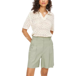 Tu Pointelle Stitch Polo Top - Cream