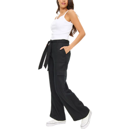 Tu Tencel Belted Cargo Wide Leg Trousers - Black