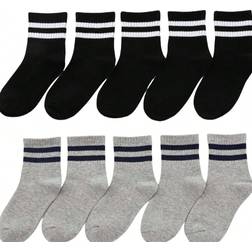 Shein PairsPack Kids Cotton Athletic Crew Socks Stripes MidCalf Sports Socks For Toddlers Boys Girls Baby School Students All Seasons