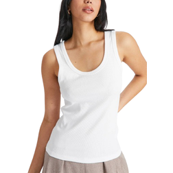 Tu Classic Ribbed Vest Top - White