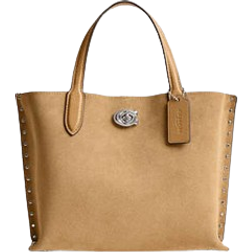 Coach Willow Tote Bag 24 With Rivets - Silver/Peanut