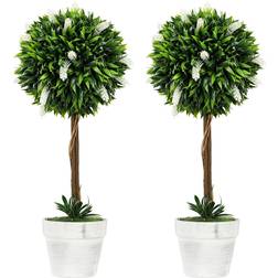 Homcom Potted Plants Ball White Artificial Plant 2pcs