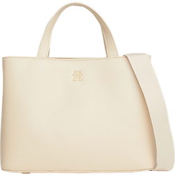 Tommy Hilfiger Essential TH Monogram Small Satchel - White Clay