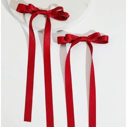 Shein 2pcs Ballet Style Long Ribbon Bow Hair Clip, Fashionable And Cute Women Hair Accessory, Suitable For Daily Wear On Any Occasion Valentine's Day Valentines Hair Accessories For Women