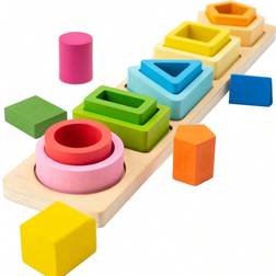 Shein pc Wooden Sorting Stacking Toys Educational Shape Color Sorter