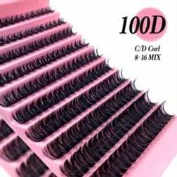 Shein Mixed Length 8-16mm 100d Individual False Eyelash Extension, C/D Curl, 0.07mm Thickness. 10 Rows/Set, 180 Clusters Which Are Waterproof And Made Of Mi