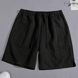 Shein Mens Casual Solid Color Jacquard Shorts With Pockets Summer
