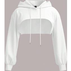 Shein Große Größen weiße gestrickte Crop Hoodie