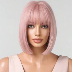 Shein Inch Short Pink Wigs For Women Short Straight Hot Pink Wigs With Bangs Bob
