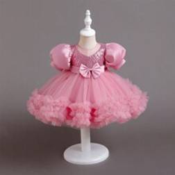 Shein Baby Girl Mesh Sequined Birthday Party Casual Princess Dress For Gathering