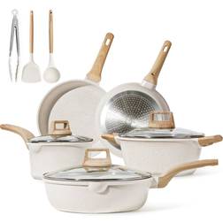 Carote Nonstick Induction Cream White Cookware Set with lid 11 Parts