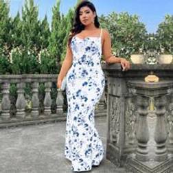 Shein Plus Floral Print Fish Tail Hem Cami Dress