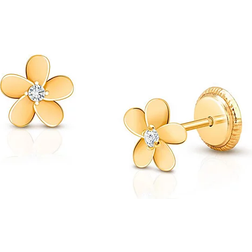 Tiny Blessings Forget Me Not Flower Earrings - Gold/Transparent