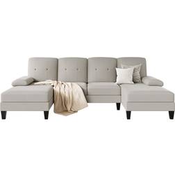 Ebern Designs Sectional Couches Beige Sofa 106.3" 3pcs 4 Seater