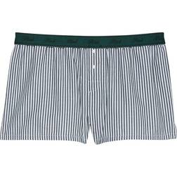 Victoria's Secret Women's Cotton Poplin Boxer Shorts - Deep Forest/Optic White Stripe