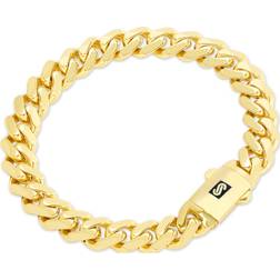 Nuragold Royal Monaco Miami Cuban Link Chain Bracelet 9mm - Gold