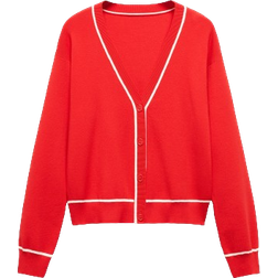 Mango Piping Contrast Trims Cardigan - Red