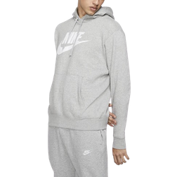 Nike Men's Sportswear Club Fleece Graphic Pullover Hoodie - Dark Grey Heather/Matte Silver/White