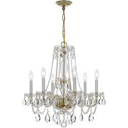 Crystorama Traditional Crystal Polished Brass/Grey Pendant Lamp 23"